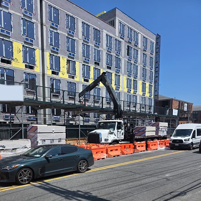 18-skid drywall delivery, East 108th St, Brooklyn